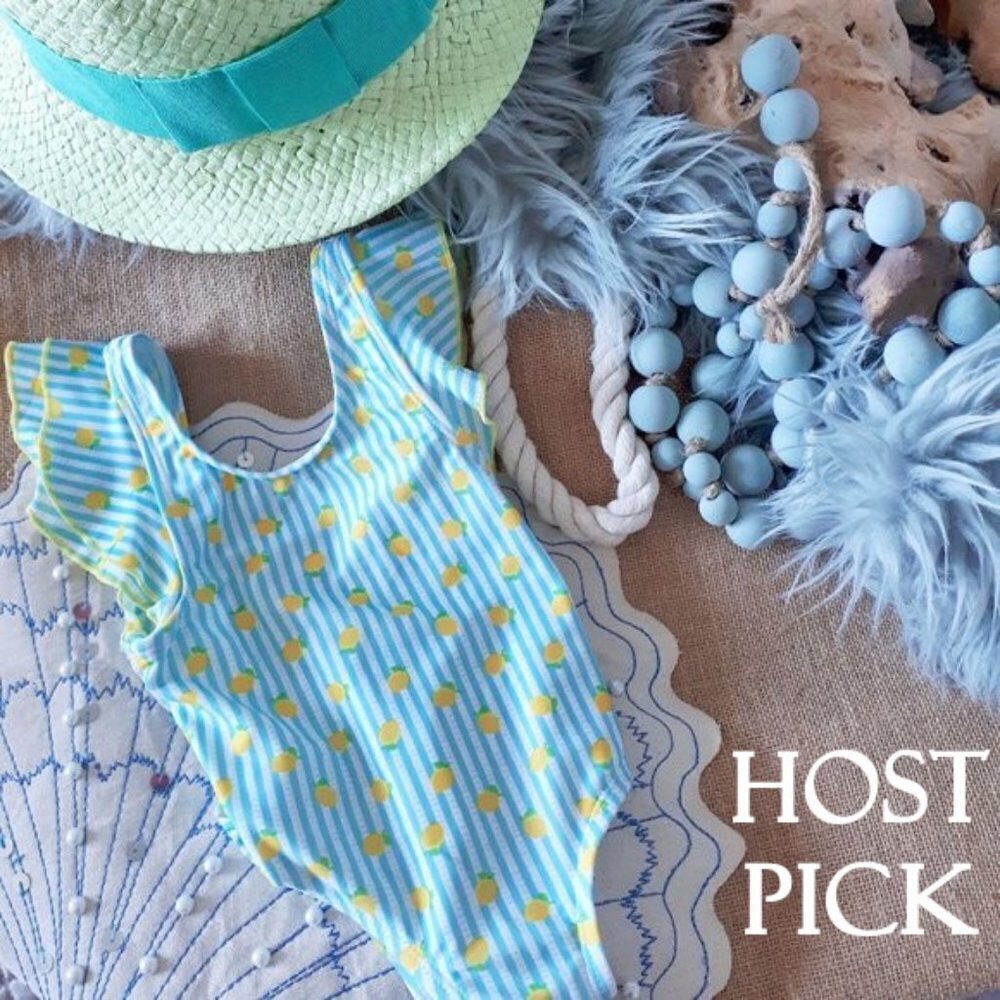 NWT Mia & Miles lemon stripe one piece swimsuit